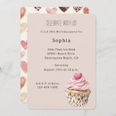 Cream Pink Heart Cupcake Leopard Birthday Kaart (Voorkant / Achterkant)