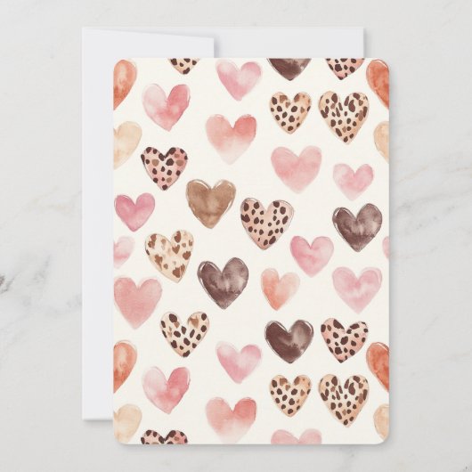Cream Pink Heart Cupcake Leopard Birthday Kaart (Achterkant)