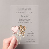 Cream Pink Leopard Hearts Birthday Acryl Uitnodigingen (Insitu (Draagbaar))