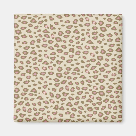 Cream Pink Leopard Print Magneet (Voorkant)