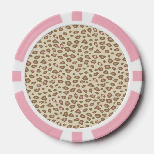 Cream Pink Leopard Print Poker Chips (Voorkant)