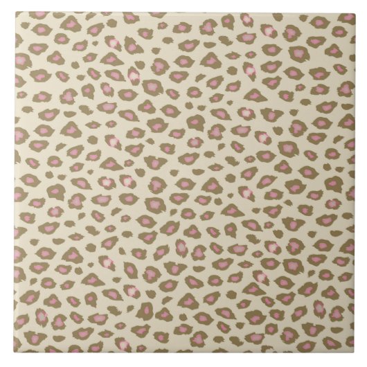 Cream Pink Leopard Print Tegeltje (Voorkant)