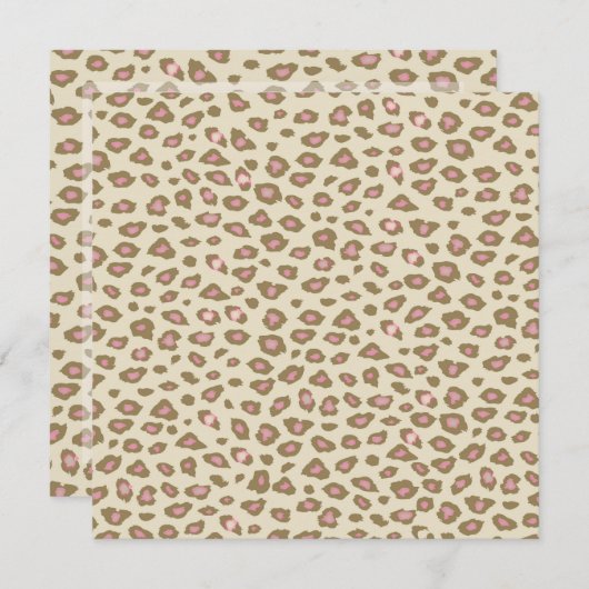 Cream Pink Leopard Print Verjaardag Kaart (Voorkant / Achterkant)