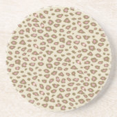 Cream Pink Leopard Print Zandsteen Onderzetter (Voorkant)