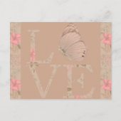 Cream Pink Love Butterfly Floral Briefkaart (Voorkant)