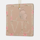 Cream Pink Love Butterfly Floral Keramisch Ornament (Links)