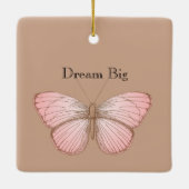 Cream Pink Love Butterfly Floral Keramisch Ornament (Achterkant)