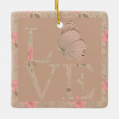 Cream Pink Love Butterfly Floral Keramisch Ornament (Voorkant)