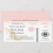 Cream Pink Mexico Save the Date Boarding Pass (Voorkant / Achterkant)