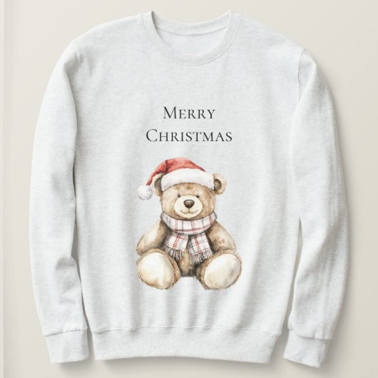 Cream Plaid Christmas Teddy Bear Trui (Design voorkant)
