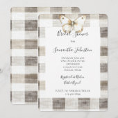 Cream Plaid Stripes Butterfly Vrijgezellenfeest Kaart (Voorkant / Achterkant)