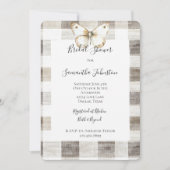 Cream Plaid Stripes Butterfly Vrijgezellenfeest Kaart (Voorkant)