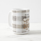 Cream Plaid Stripes Christmas Snowflake Koffiemok (Voorkant links)