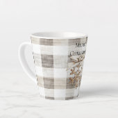 Cream Plaid Stripes Christmas Snowflake Latte Mok (Linkerhoek)