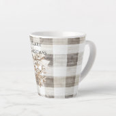 Cream Plaid Stripes Christmas Snowflake Latte Mok (Rechterhoek)