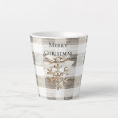 Cream Plaid Stripes Christmas Snowflake Latte Mok (Voorkant)