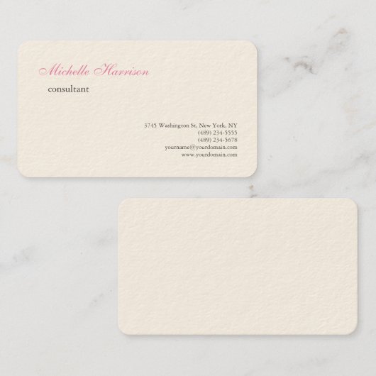 Cream Plain Classical Plain Simple Visitekaartje (Voorkant / Achterkant)