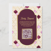 Cream Plum Quatrefoil QR Code Moslim Bruiloft Kaart (Achterkant)