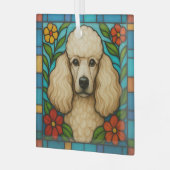Cream Poedel Hond "Glas in lood" Glas Ornament (Voorkant links)