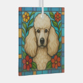 Cream Poedel Hond "Glas in lood" Glas Ornament (Voorkant Rechts)