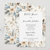 Cream Poinsettia Blue Floral Vrijgezellenfeest Kaart (Voorkant / Achterkant)