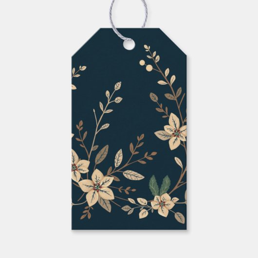 Cream Poinsettia Gift Label Cadeaulabel (Voorkant)