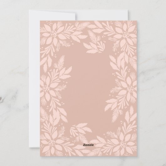 Cream Poinsettia kerstontwerp Feestdagenkaart (Achterkant)