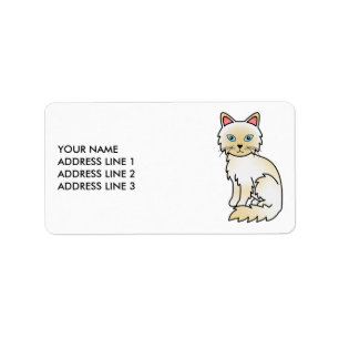 Cream Point Birman / Ragdoll Kat & Aangepaste Teks Etiket