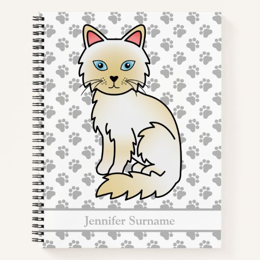 Cream Point Birman / Ragdoll Kat & Aangepaste Teks Notitieboek (Voorkant)