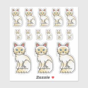Cream Point Tabby Birman/Ragdoll Cartoon Cats Sticker