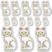 Cream Point Tabby Birman/Ragdoll Cartoon Cats Sticker (Voorkant)