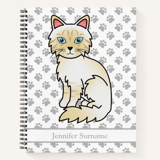 Cream Point Tabby Birman/Ragdoll Kat & Aangepaste  Notitieboek (Voorkant)