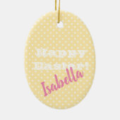 Cream PolkaDot Happy Pasen Keramisch Ornament (Achterkant)