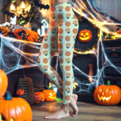 Cream Pompoenen en Bloemen Halloween Leggings
