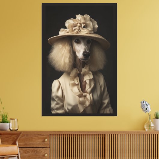 Cream Poodle Flower Pet Canvas Afdruk (Insitu (Woonkamer))