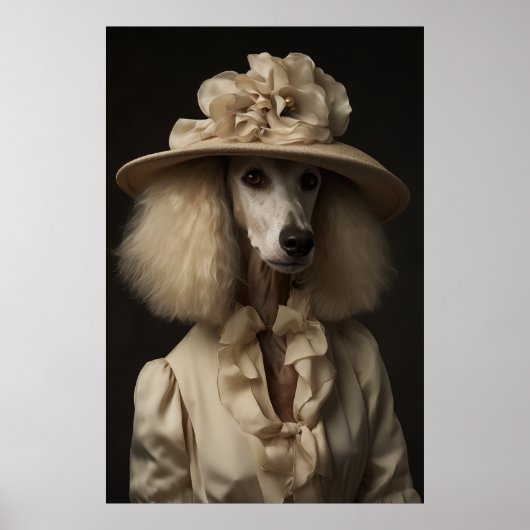 Cream Poodle Flower Pet Poster (Voorkant)
