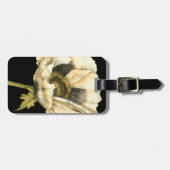 Cream Poppy-ventilator op zwarte achtergrond Bagagelabel (Voorkant horizontaal)