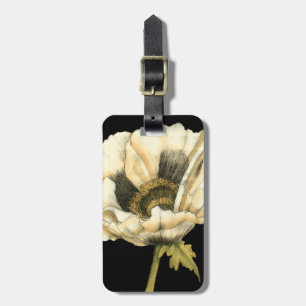 Cream Poppy-ventilator op zwarte achtergrond Bagagelabel