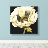 Cream Poppy-ventilator op zwarte achtergrond Canvas Afdruk (Insitu (Houten vloer))