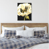 Cream Poppy-ventilator op zwarte achtergrond Canvas Afdruk (Insitu (Slaapkamer))