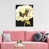 Cream Poppy-ventilator op zwarte achtergrond Canvas Afdruk (Insitu (Woonkamer))