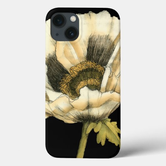 Cream Poppy-ventilator op zwarte achtergrond Case-Mate iPhone Case (Achterkant)