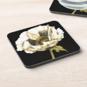 Cream Poppy-ventilator op zwarte achtergrond Drankjes Onderzetter (Linkerzijde)
