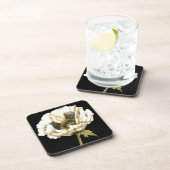 Cream Poppy-ventilator op zwarte achtergrond Drankjes Onderzetter (Rechterzijde)