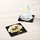 Cream Poppy-ventilator op zwarte achtergrond Kartonnen Onderzetters (Insitu)