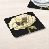 Cream Poppy-ventilator op zwarte achtergrond Kartonnen Onderzetters (Schuin)