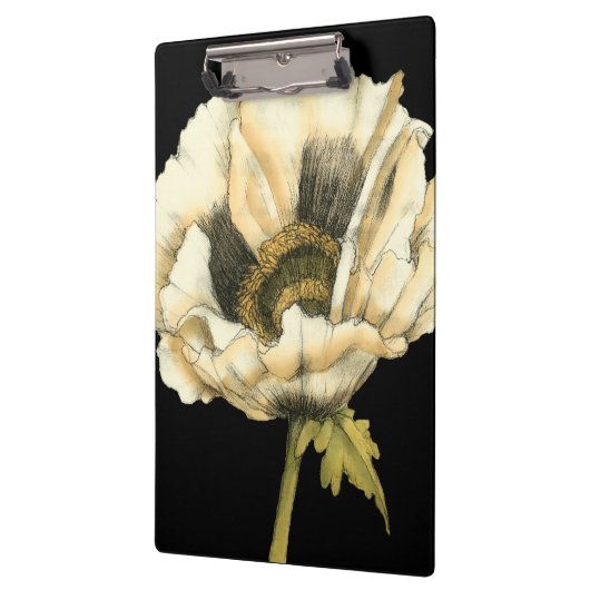 Cream Poppy-ventilator op zwarte achtergrond Klembord (Links)