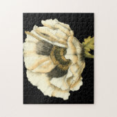 Cream Poppy-ventilator op zwarte achtergrond Legpuzzel (Verticaal)
