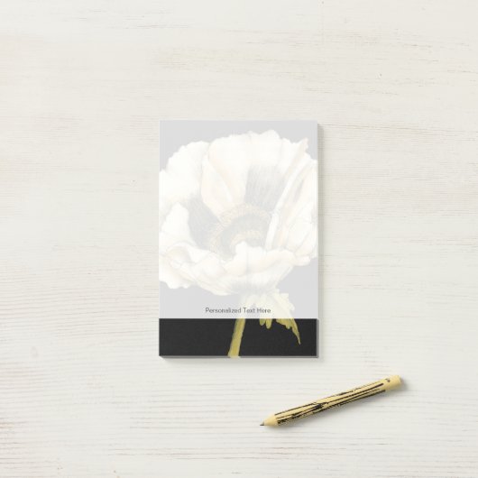 Cream Poppy-ventilator op zwarte achtergrond Post-it® Notes (Op bureau)