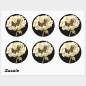 Cream Poppy-ventilator op zwarte achtergrond Ronde Sticker (Vel)